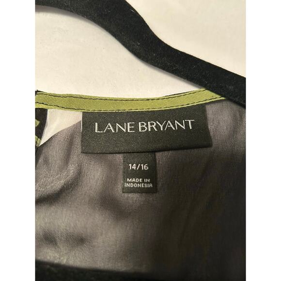 Lane Bryant black white and green sleeveless dress with pleated skirt, sz 14/16 - Picture 7 of 10